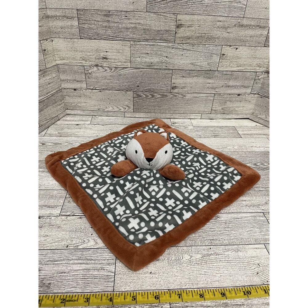 Levtex Fox Baby Lovey Brown Gray Geometric Security Blanket Orange